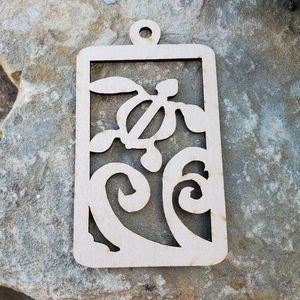 Sea Turtle and Waves wooden ornament